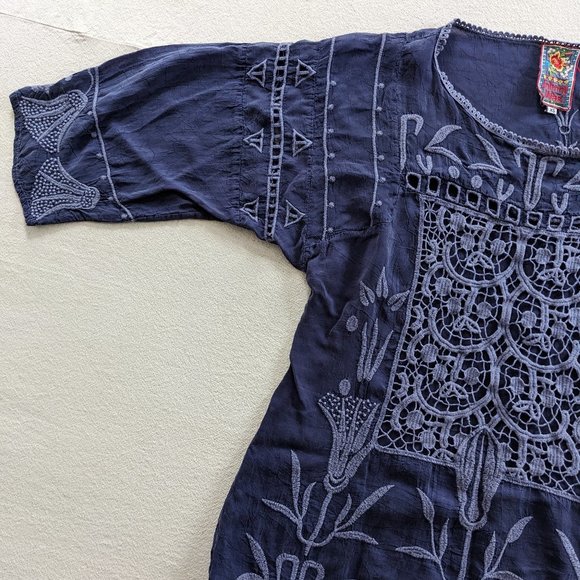 Johnny Was Tops - Johnny Was - Embroidered Tunic Top with Lace Panel